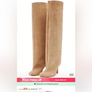 SHEIN Tan Over the Knee Boots